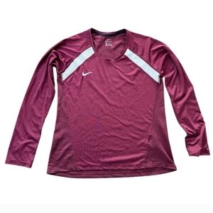 Nike Dri-FIT Burgundy Long Sleeve Athletic Running Top